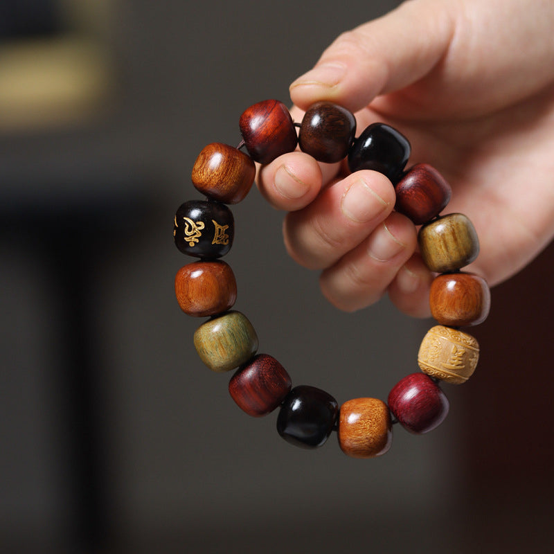 Buddha Stones Tibet Various Wood Om Mani Padme Hum Purity Bracelet Bracelet BS 3