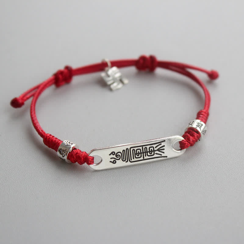 Foviel 925 Sterling Silber rote Schnur Glück Stärke Braid Armband