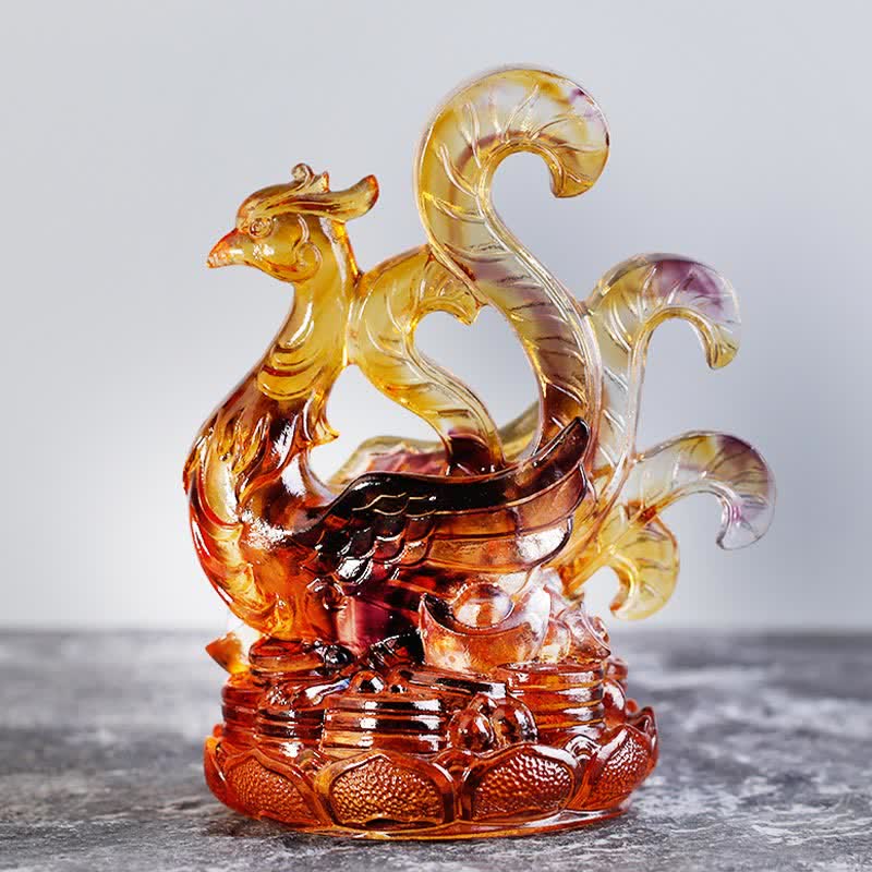 Buddha Stones Feng Shui Four Symbols Azure Dragon Handmade Liuli Crystal Art Piece Home Office Decoration Decorations BS 12