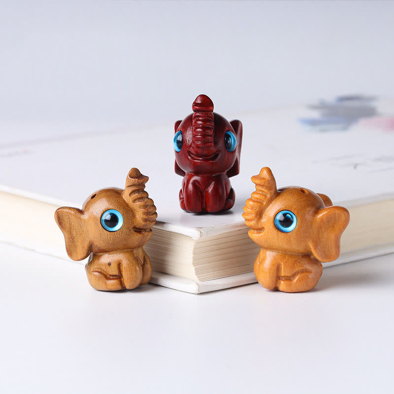 Foviel Sandalwood Small Leaf Red Sandalwood Green Sandalwood Lucky Mini Elephant Carved Protection Decoration