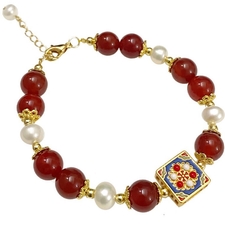 Buddha Stones Red Agate Pearl Confidence Self-acceptance Bracelet Bracelet BS 17