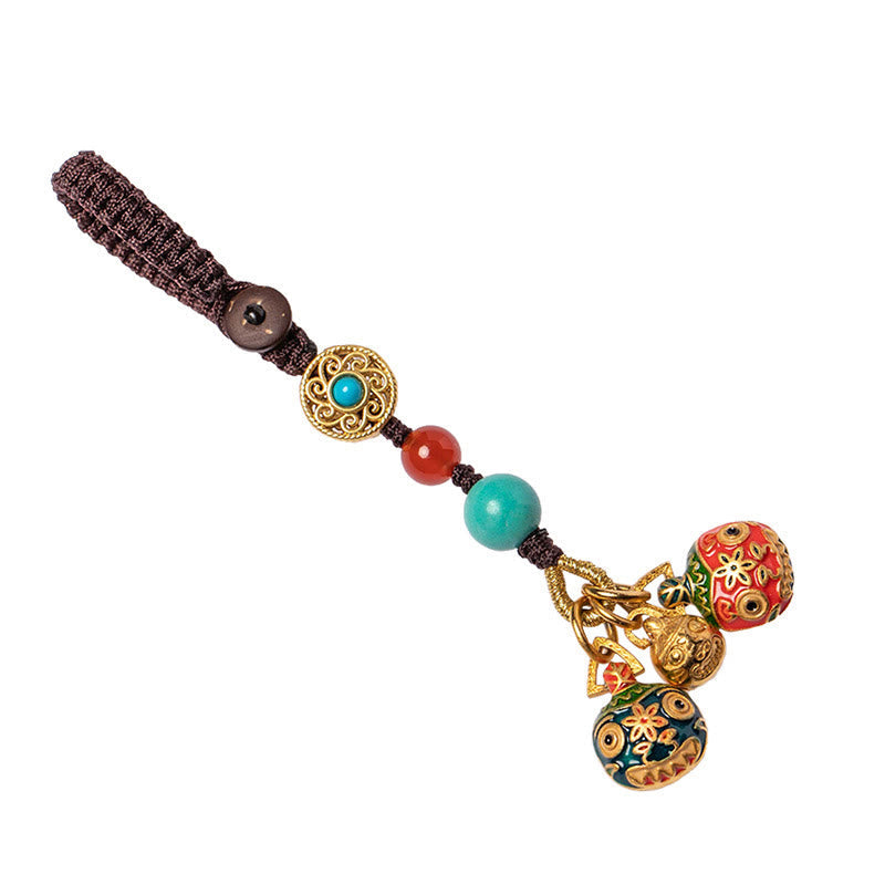 Buddha Stones Gold Swallowing Beast Family Luck Car Key Chain Phone Hanging Decoration Hanging Decoration BS 6