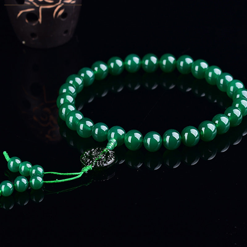 Buddha Stones Natural Green Agate Wrist Mala Manifestation Pocket Mala Car Decoration Wrist Mala&Decorations BS 4