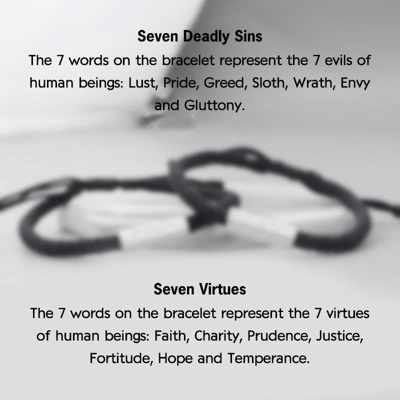 Buddha Stones Seven Deadly Sins Seven Virtues Braided String Bracelet Bracelet BS 1