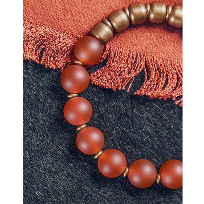 Buddha Stones Tibetan Red Agate Green Agate Copper Confidence Fortune Bracelet Bracelet BS 5