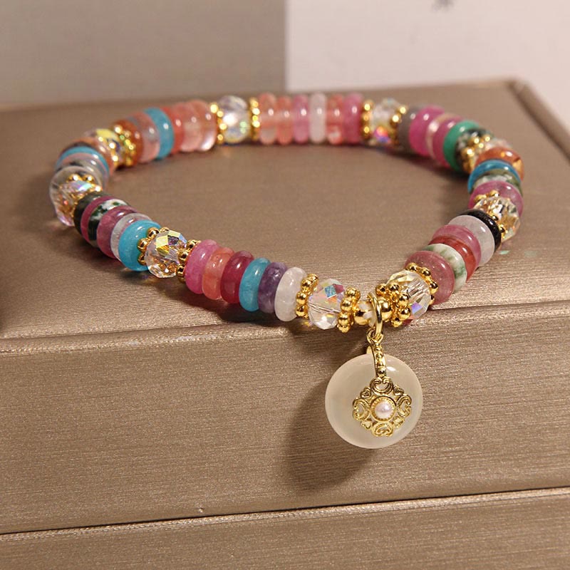 Buddha Stones Various Crystal Peace Buckle Auspicious Bracelet Bracelet BS 3