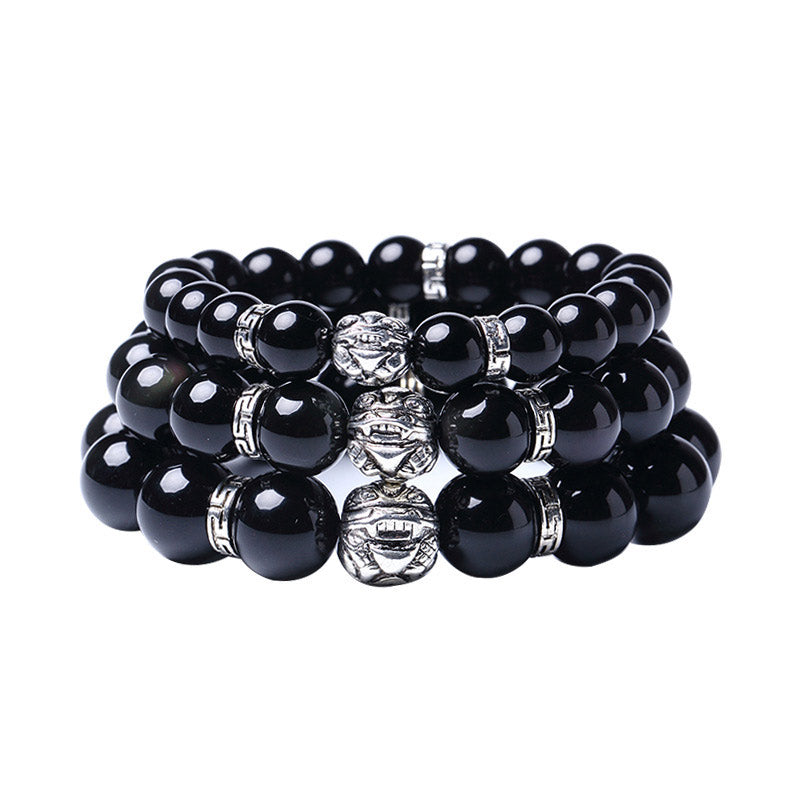 FengShui Natural Rainbow Obsidian PiXiu Blessing Bracelet Bracelet BS 8