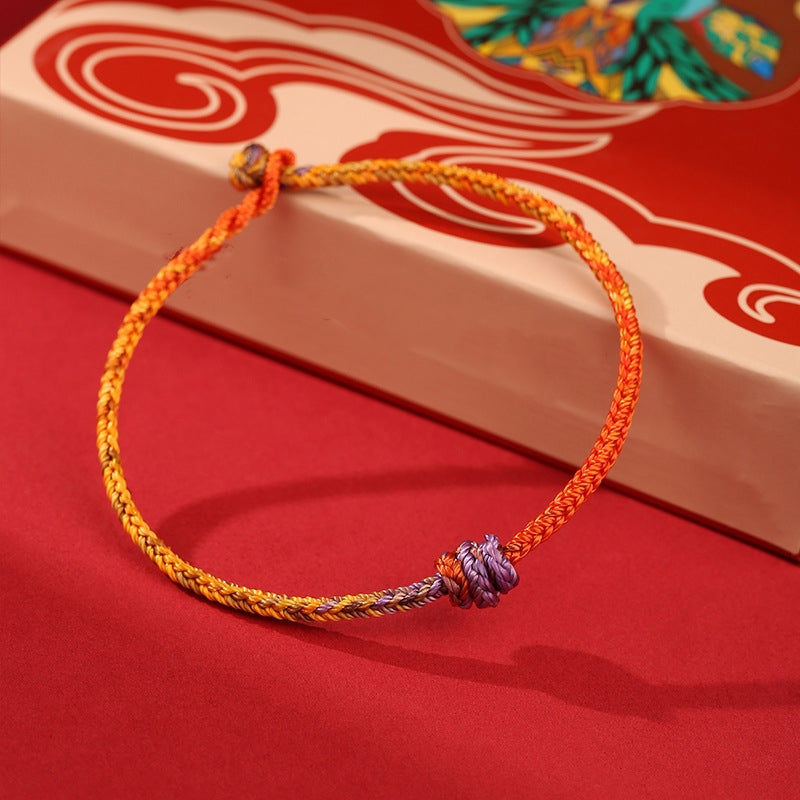 Buddha Stones Handcrafted Colorful Purple Gold Red Braid Rope Bracelet Bracelet BS 3