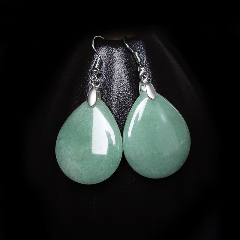Buddha Stones Natural Aventurine Dangle Healing Drop Earrings Earrings BS 2