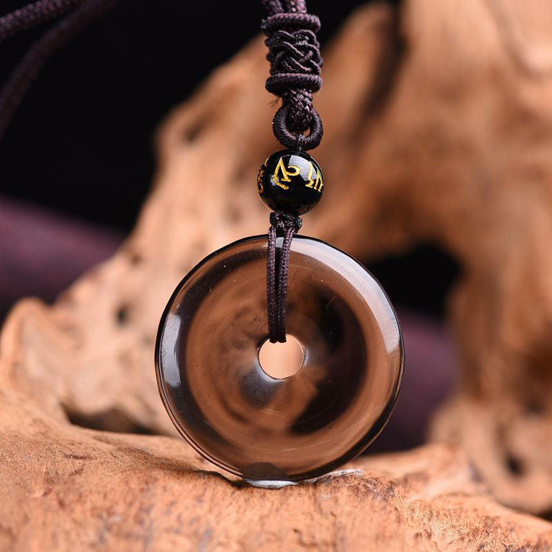 Buddha Stones Tibetan Obsidian Protection Necklace Necklace BS Obsidian