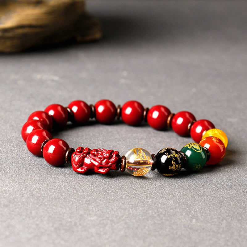Buddha Stones God Of Wealth Cinnabar PiXiu Blessing Bracelet Bracelet BS 3