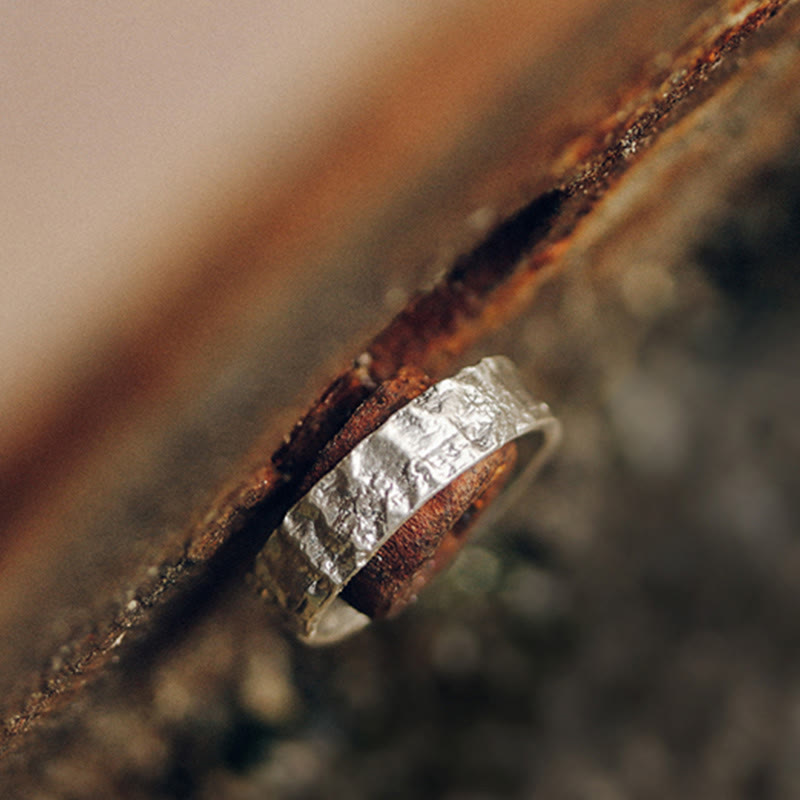 Foviel 925 Sterling Silber Einfaches Design Segen Paar Ring