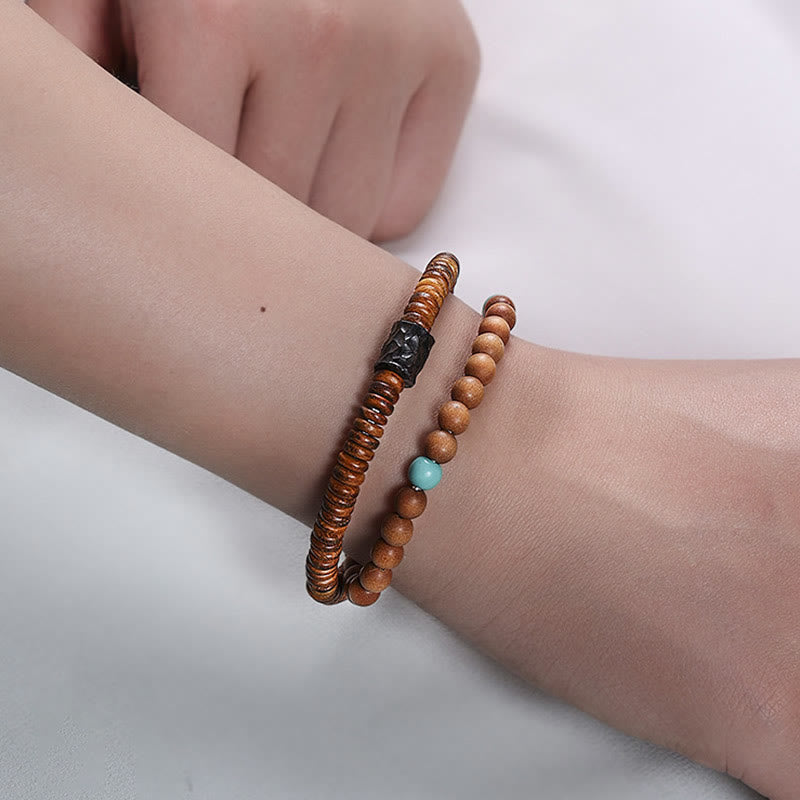 Foviel Sandalwood Turquoise Protection Double Wrap Bracelet