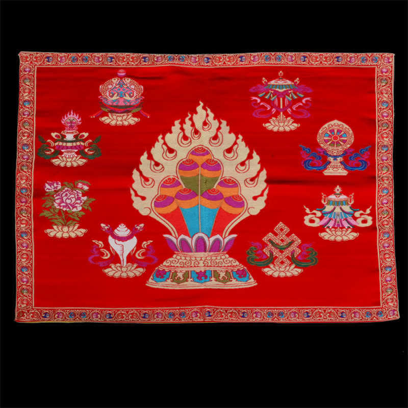 Buddha Stones Prayer Altar Mat Healing Meditation 8 Auspicious Symbols Mat Prayer Altar BS 1