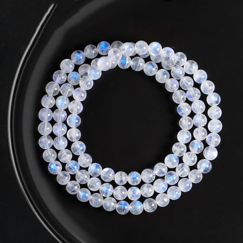 Buddha Stones Moonstone Healing Positive Bracelet Bracelet Mala BS Moonstone
