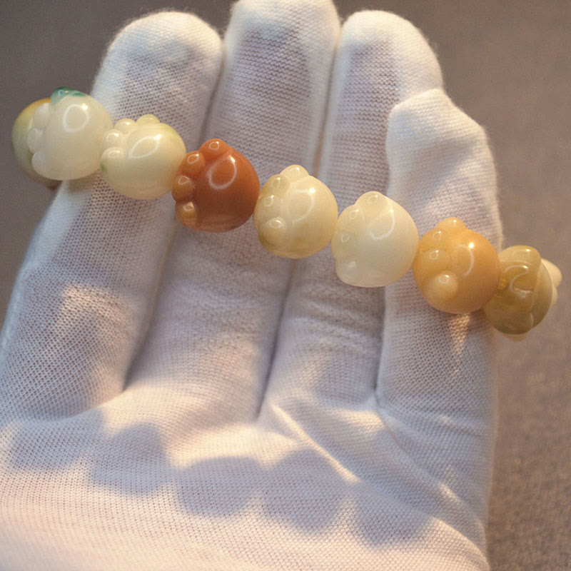 Buddha Stones Multilayered Bodhi Seed Cute Cat Paw Calm Harmony Bracelet Bracelet BS 9