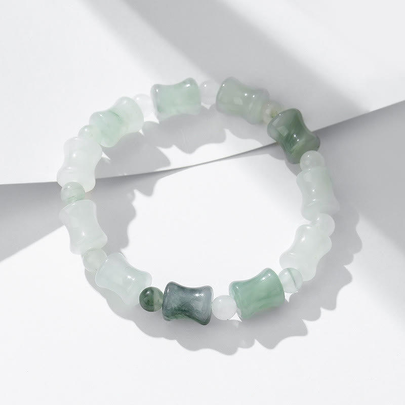 Buddha Stones Jade Coconut Shell Bamboo Pattern Abundance Luck Bracelet Bracelet BS Jade