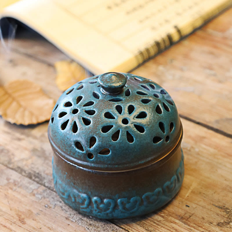 Buddha Stones Mini Hollow Spiritual Meditation Ceramic Small Incense Burner Decoration Incense Burner BS 4