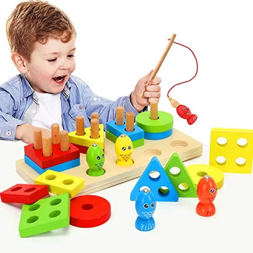 Fidtoy Wooden Magnetic Sorting Fishing Toy for Kids Age 2-6
