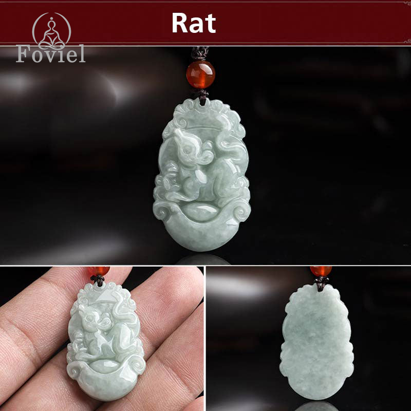 Buddha Stones Natural Jade 12 Chinese Zodiac Sucess Pendant Necklace Necklaces & Pendants BS 6