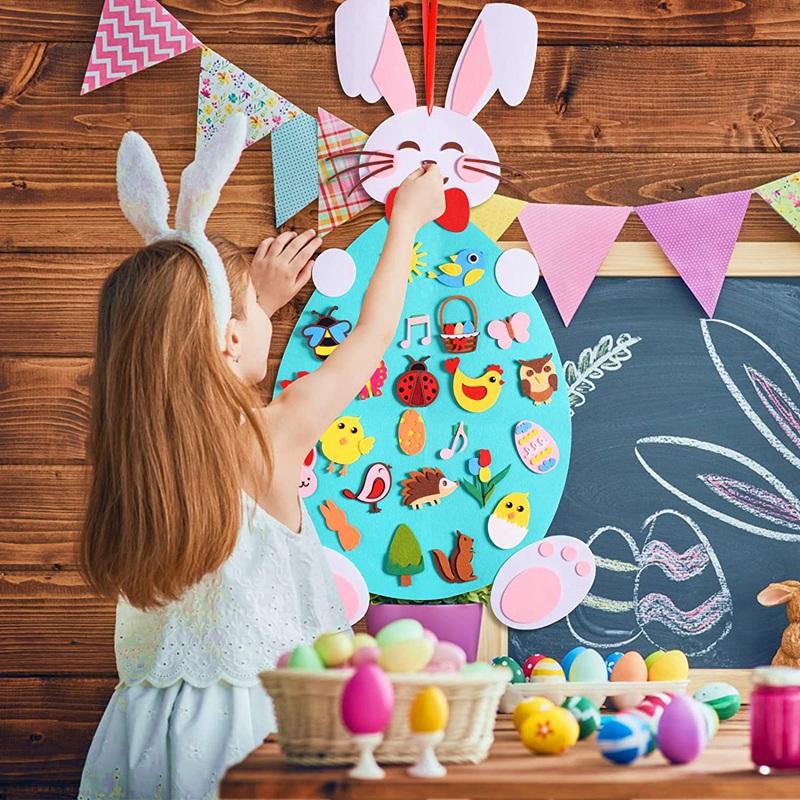 Fidtoy Conejo de Fieltro de Actividad para Pared para Niños de 1+ Decoración de Pascua