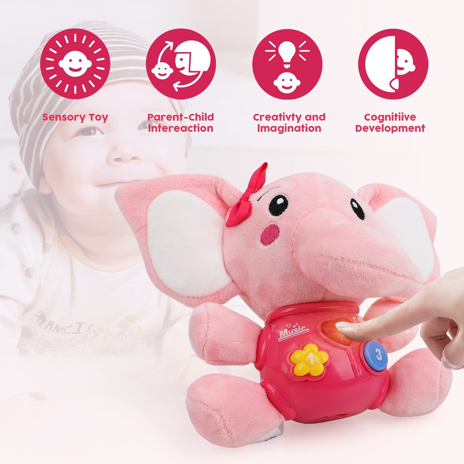 Peluche Elefante Musical para Bebé Fidtoy con Luces y Sonidos