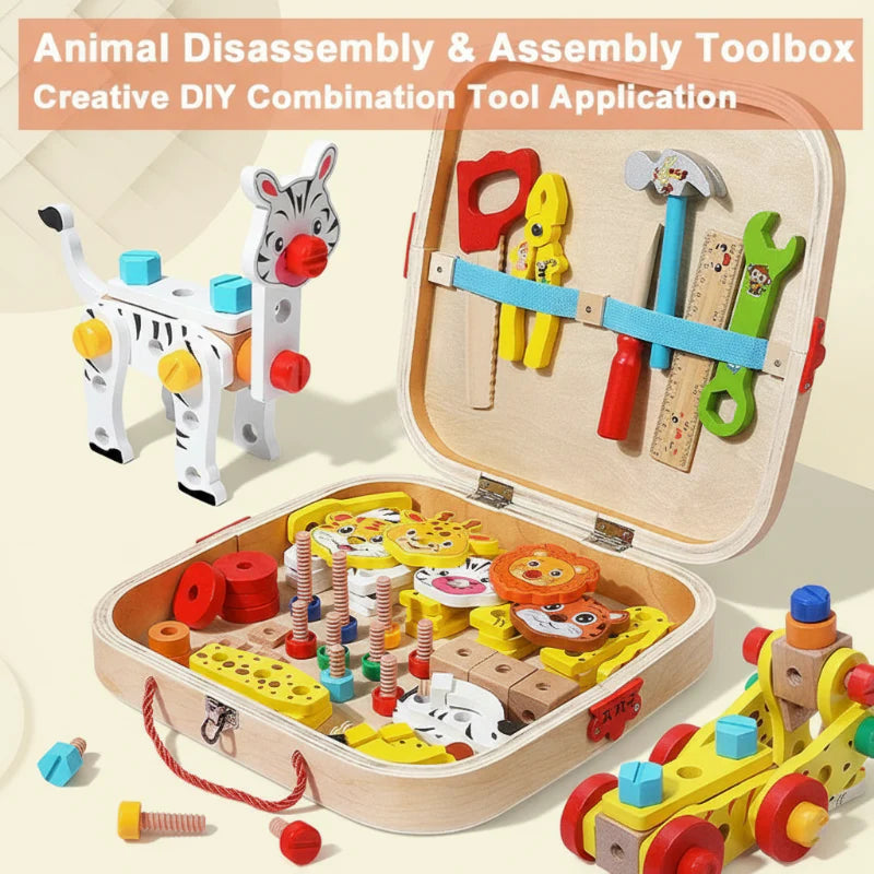 AnimalFix – Ludique et Ingénieux – Trousse à Outils en Bois Animaux