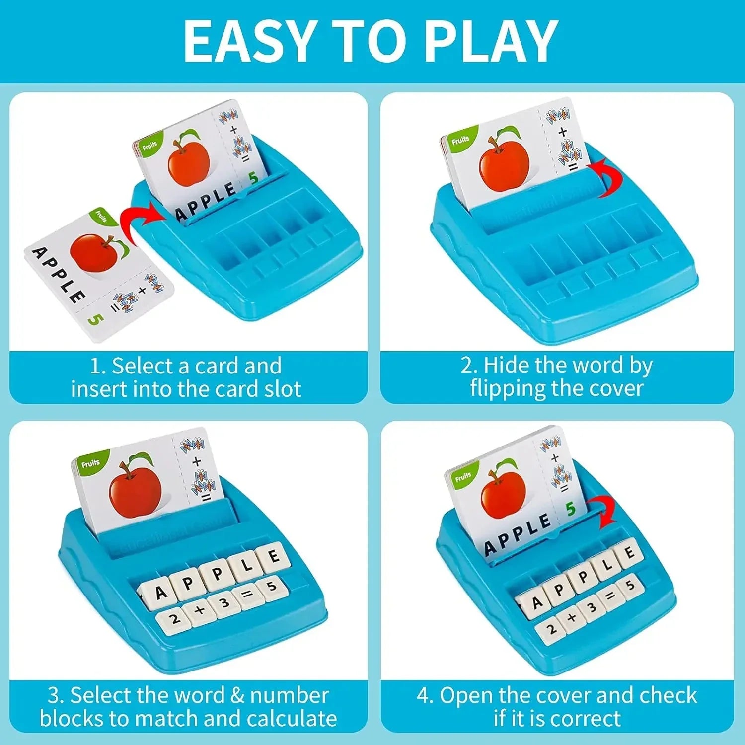 EduPlay – 2 en 1 – Juego de lectura y juego con tarjetas de alfabeto y números