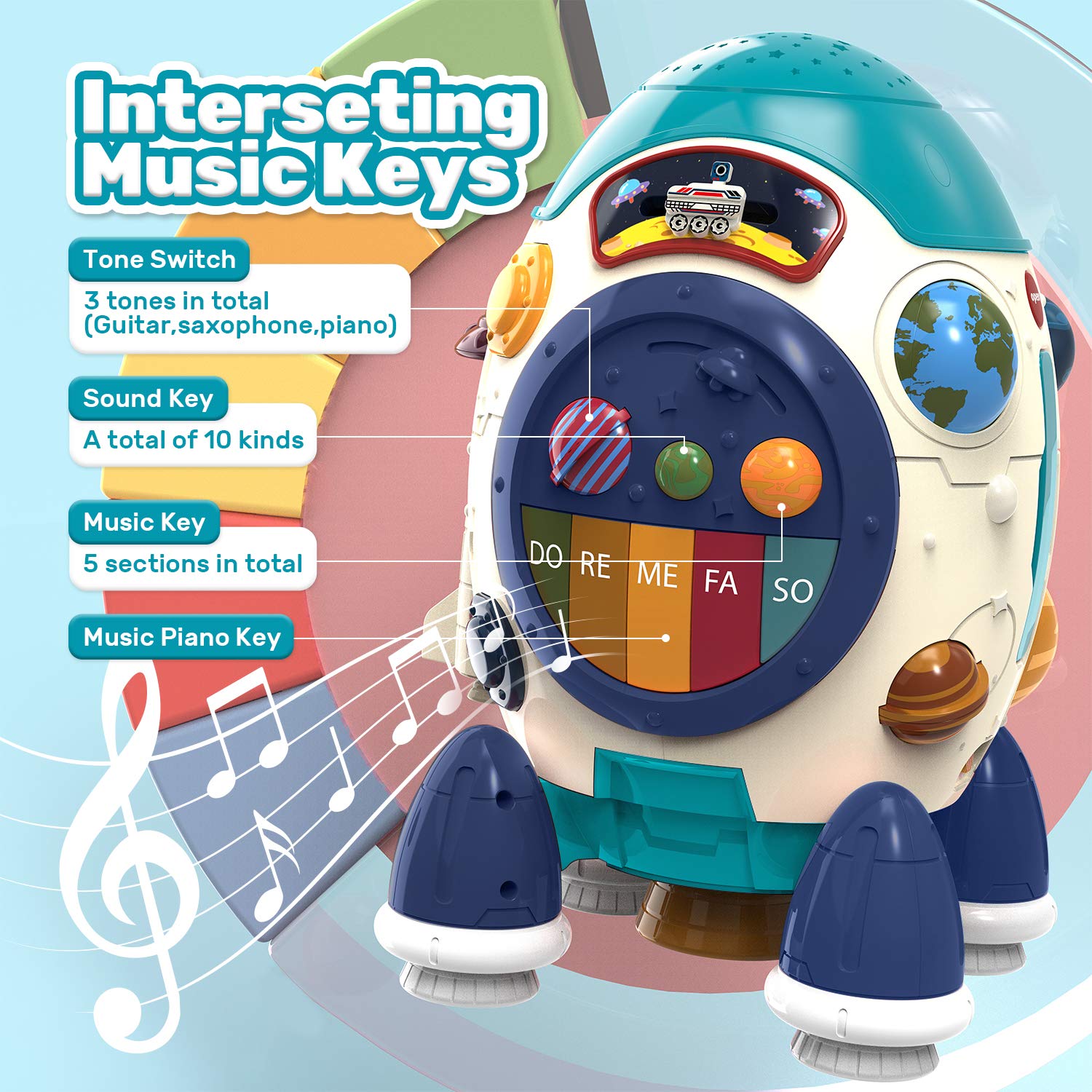 Fidtoy Musical Rocket Space Learning Toy