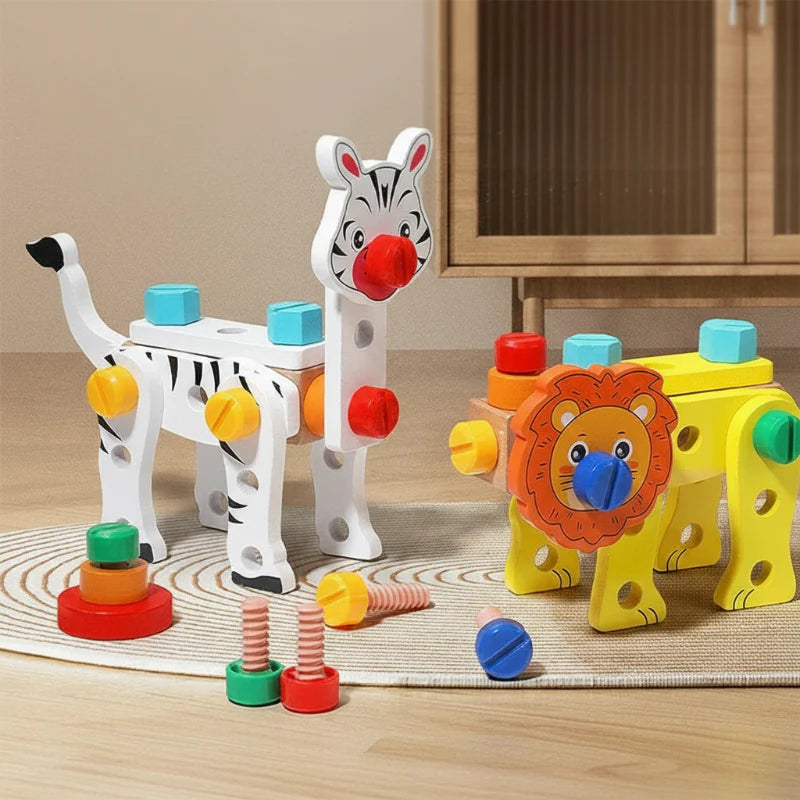 AnimalFix – Ludique et Ingénieux – Trousse à Outils en Bois Animaux