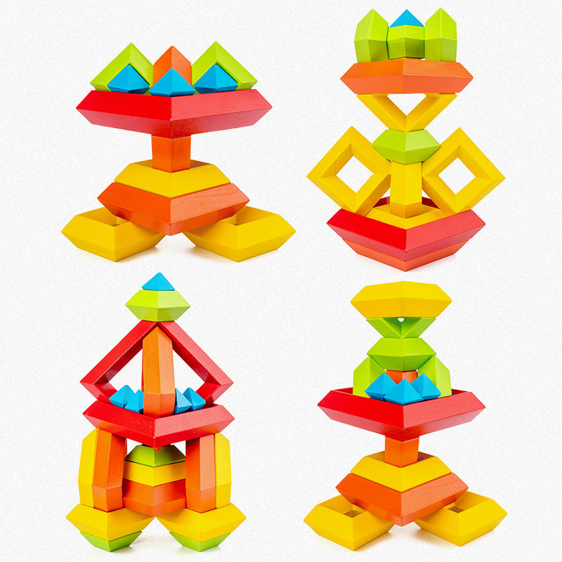 15 pcs Wooden Magic Cube Building Blocks - Open ended wooden toys