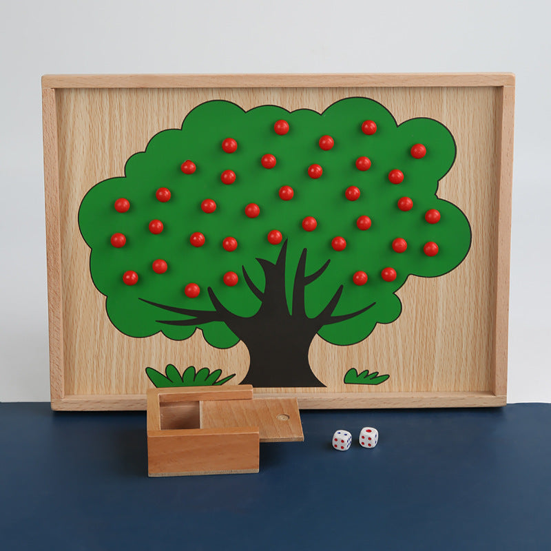 Jeu de comptage Montessori en bois en forme de pomme - Jouets éducatifs mathématiques