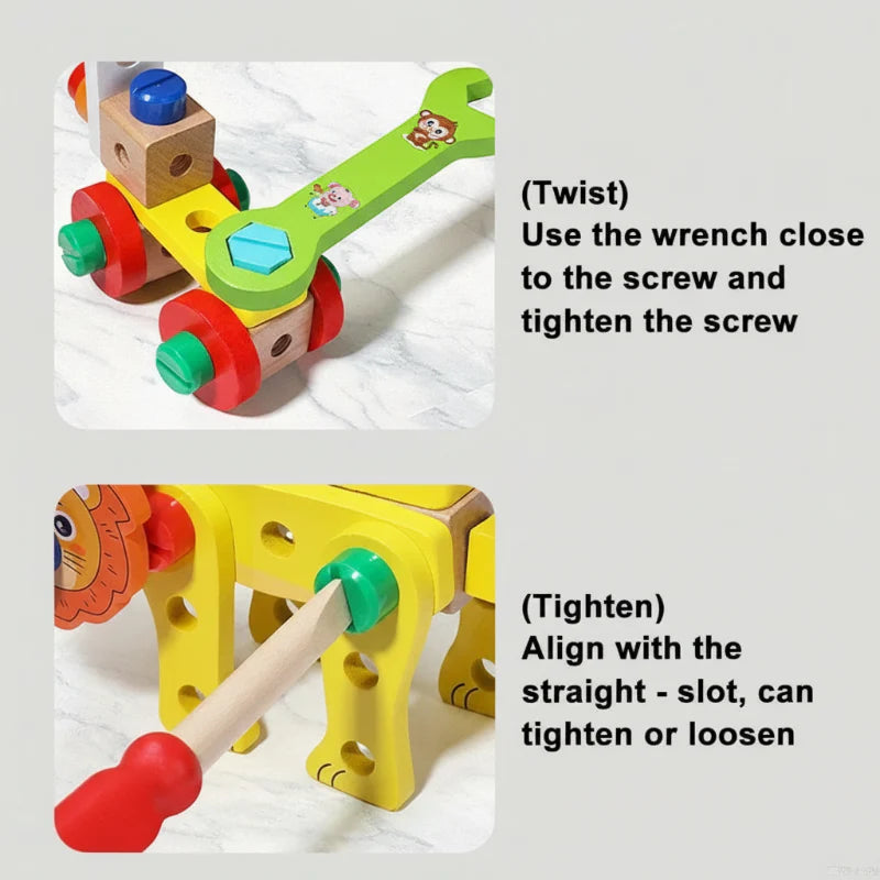 AnimalFix – Ludique et Ingénieux – Trousse à Outils en Bois Animaux