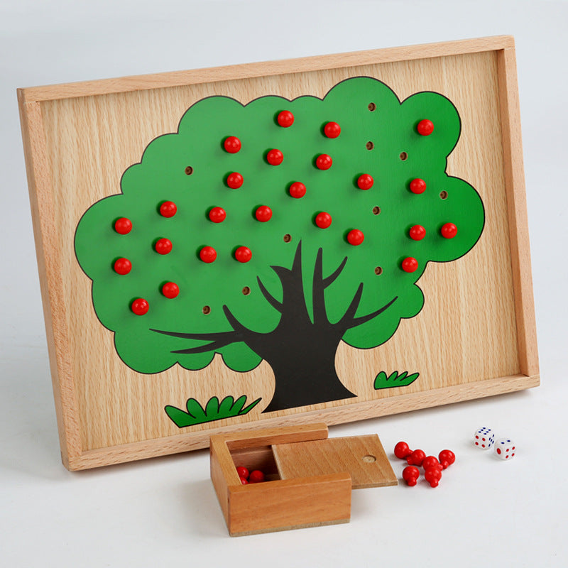 Jeu de comptage Montessori en bois en forme de pomme - Jouets éducatifs mathématiques