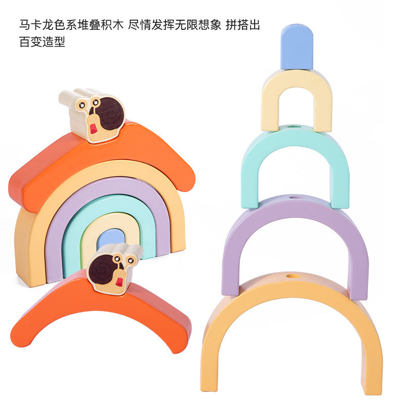 Wooden Rainbow Snail Tractor- Fine motor skills toys