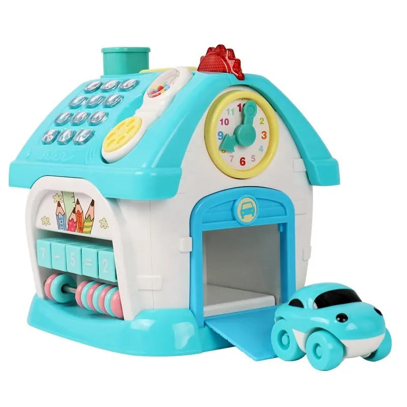 Fidtoy Dreaming Party Musical House Toddler Learning Toy 8-in-1 Musical Activity House with Piano, Clock, Phone, Animal Windows, Car, Shapes and Numbers