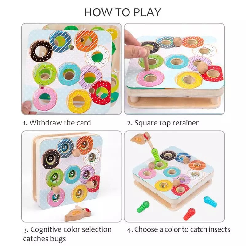 Jeu magnétique en bois Attrape-insectes - Jouets pour la motricité fine