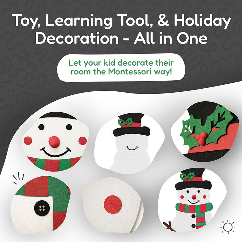 Fidtoy Juguete de pared de muñeco de nieve de Navidad para niños pequeños – Juego de fieltro decorativo navideño