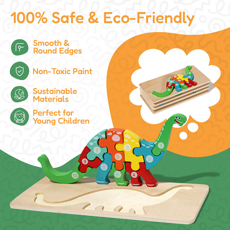 Fidtoy Wooden Animal Puzzle Set for Toddlers – 4 Pack Kids Shape Matching Puzzle Toy