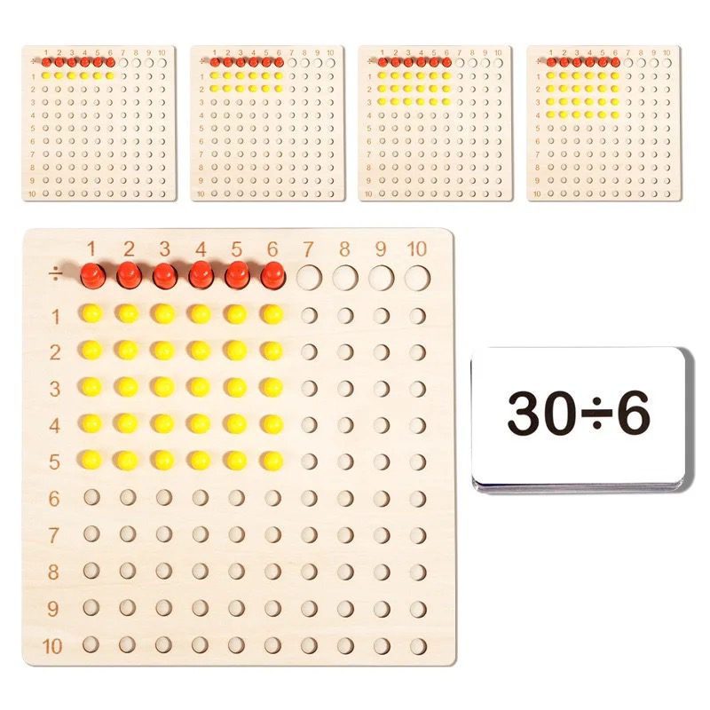 Wooden Multiplication and Division Board – Montessori-Inspired Math Learning Toy