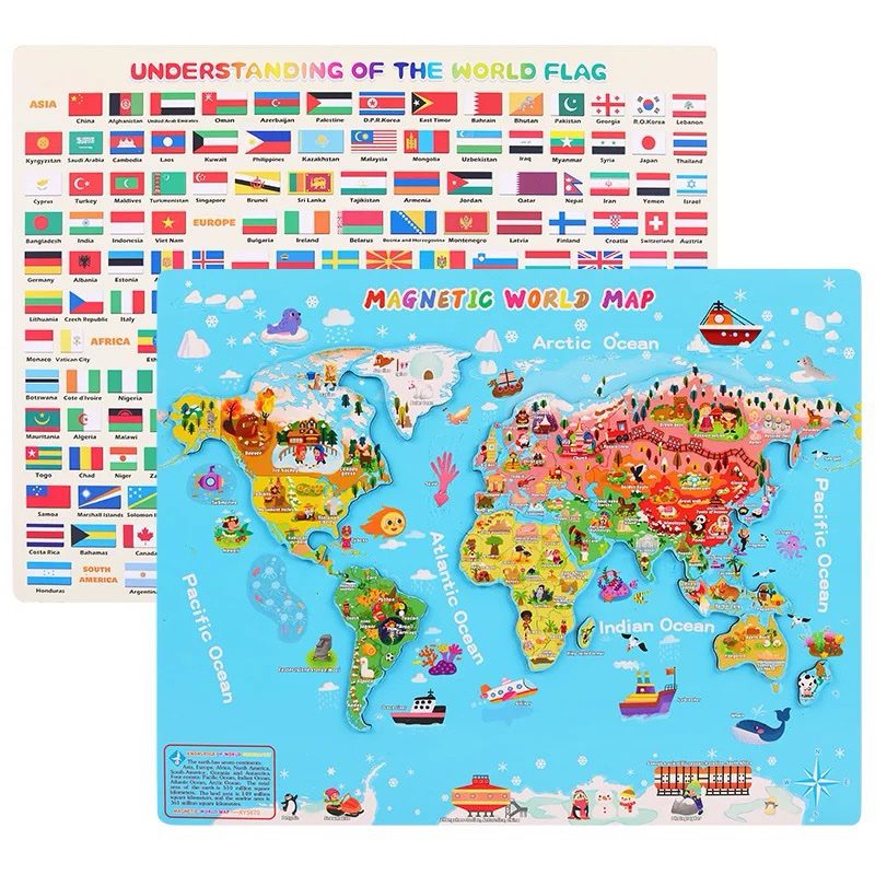 Carte du monde magnétique | Puzzle des pays du monde | Drapeaux des pays | Cartes flash des pays | Culture