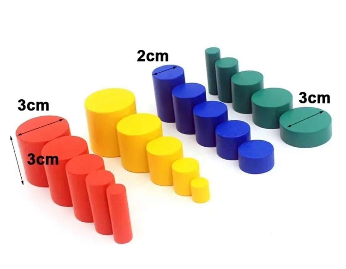 Mini Knobless Cylinders with Control Cards - Montessori Sensorial Material