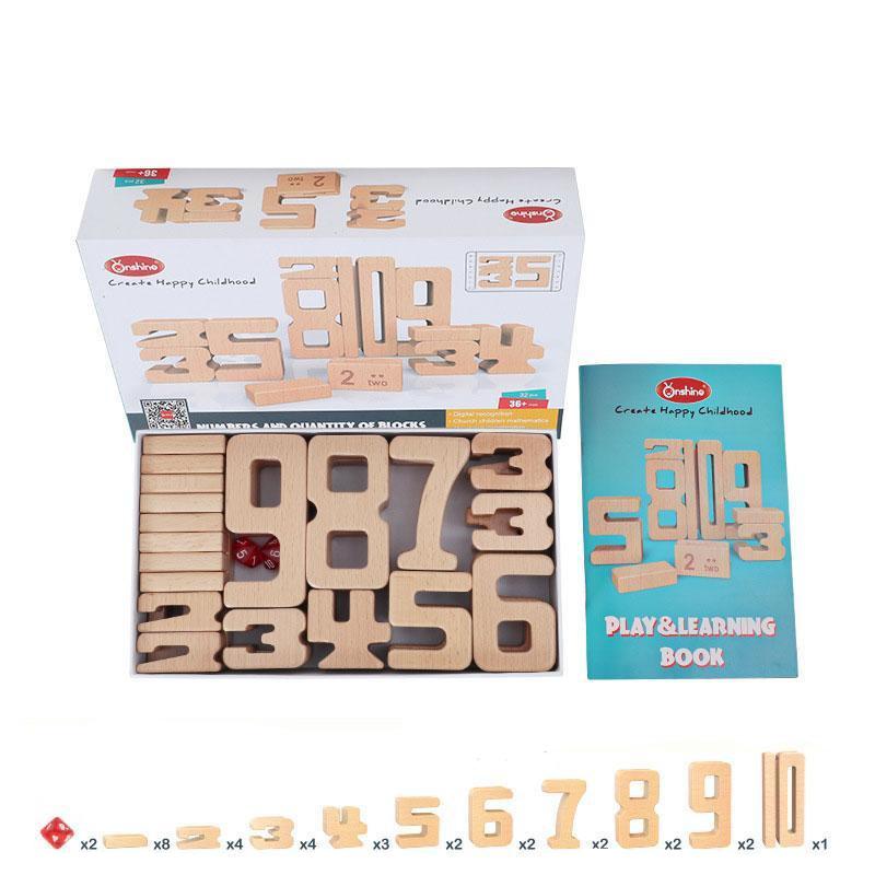 Fidtoy - Juego de números pequeños de madera - Juguete de matemáticas Montessori para niños