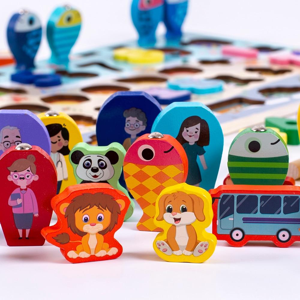 Rompecabezas de madera 3D Montessori Fidtoy para que los niños pequeños aprendan formas