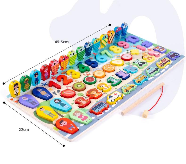 Rompecabezas de madera 3D Montessori Fidtoy para que los niños pequeños aprendan formas