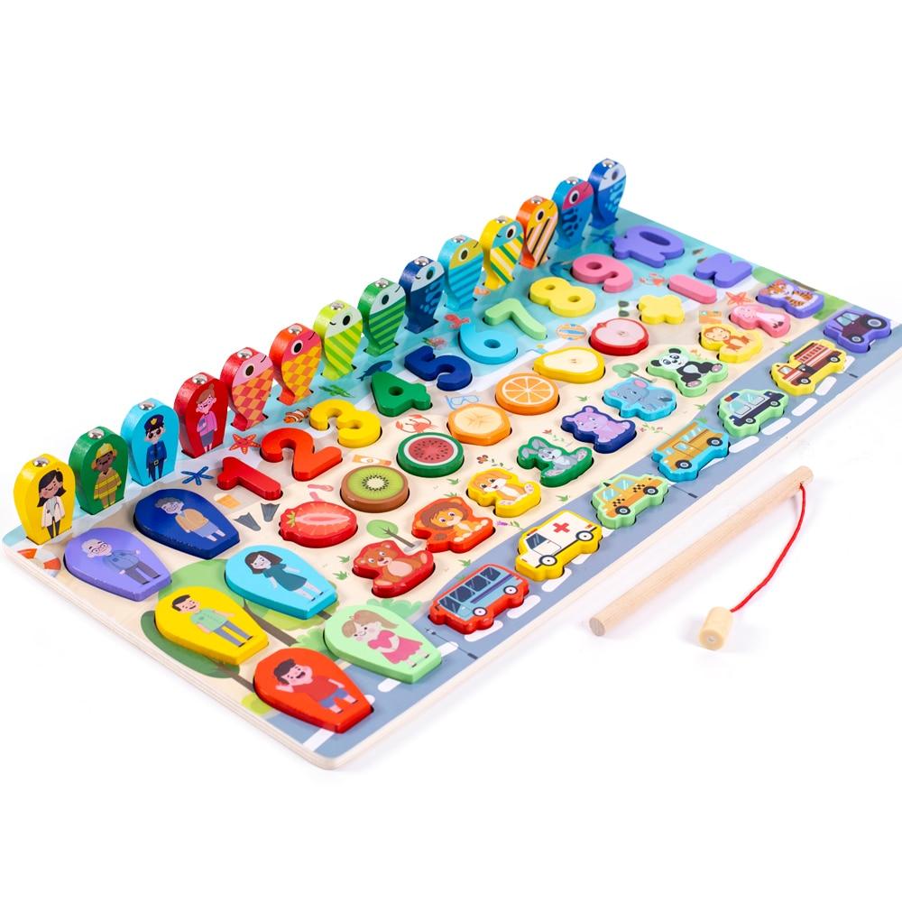 Rompecabezas de madera 3D Montessori Fidtoy para que los niños pequeños aprendan formas