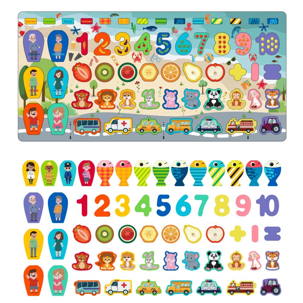 Rompecabezas de madera 3D Montessori Fidtoy para que los niños pequeños aprendan formas