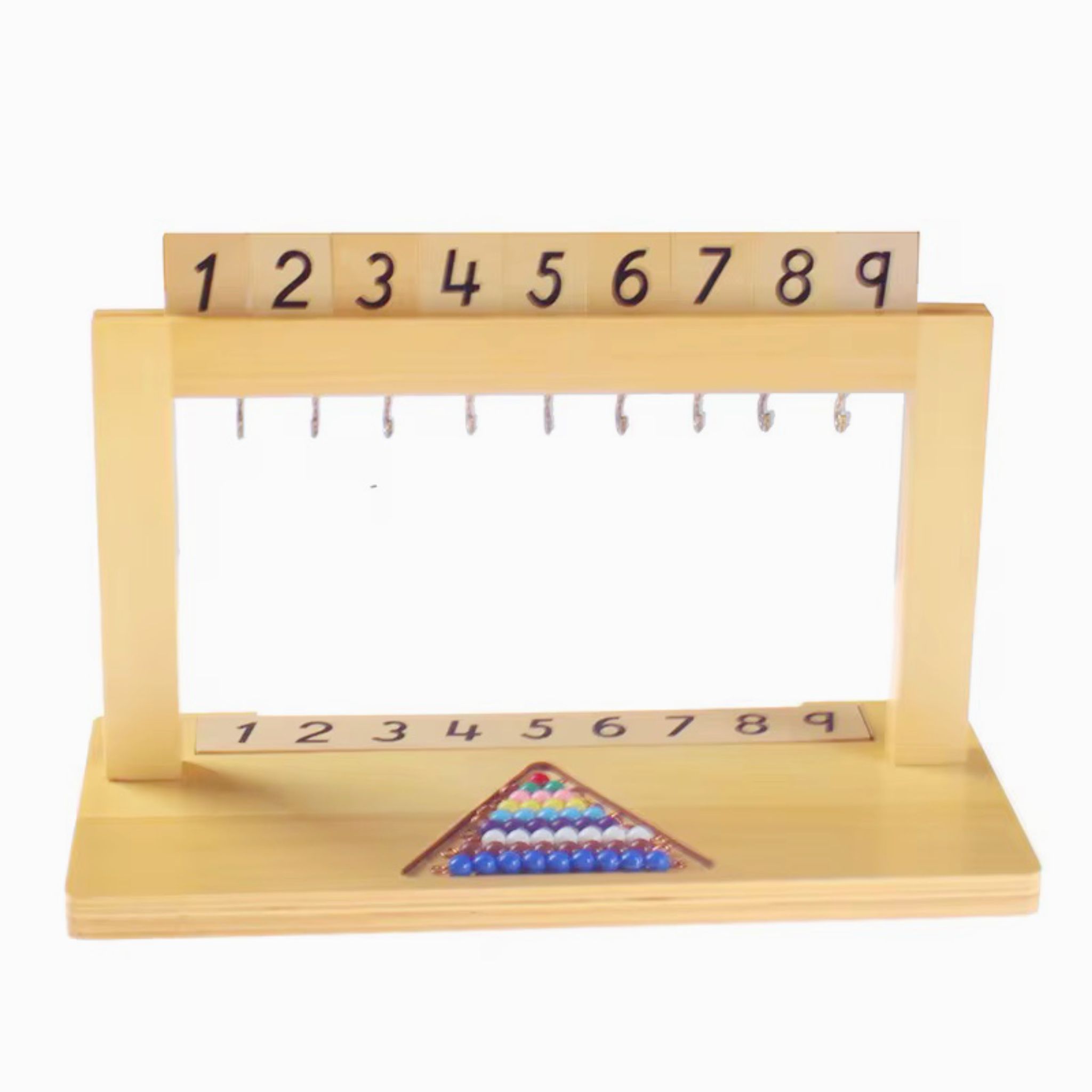 Support pour escalier de perles Montessori avec perles colorées - Matériel de mathématiques pour le comptage et la reconnaissance des nombres (1 à 9)