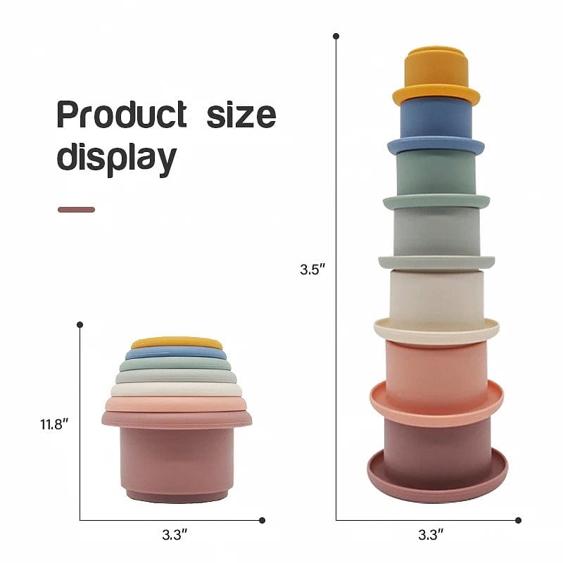 Fidtoy Vasos apilables de silicona Montessori, juguete sensorial para bebés