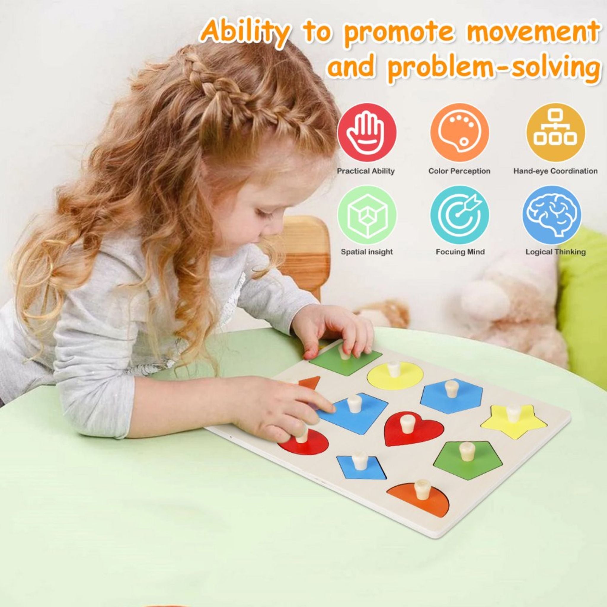 Rompecabezas de formas de madera Montessori Fidtoy
